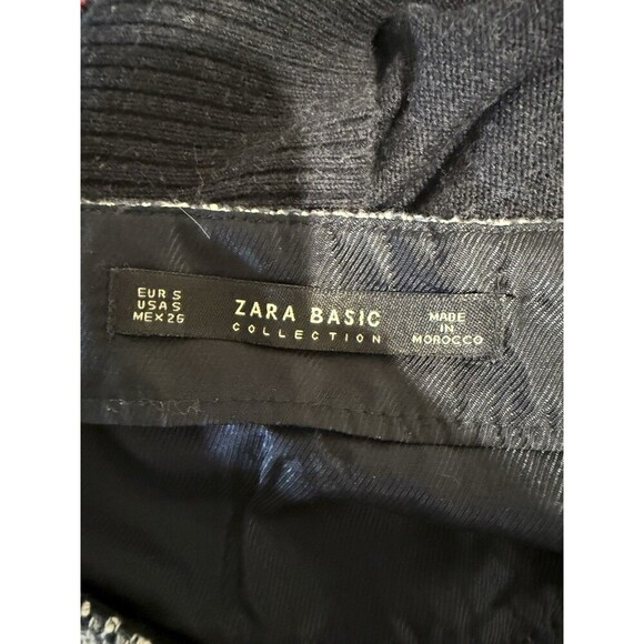 ZARA TWEED MINI SKIRT WITH GEM APPLIQUE FRINGES SIZE SMALL - Picture 5 of 5